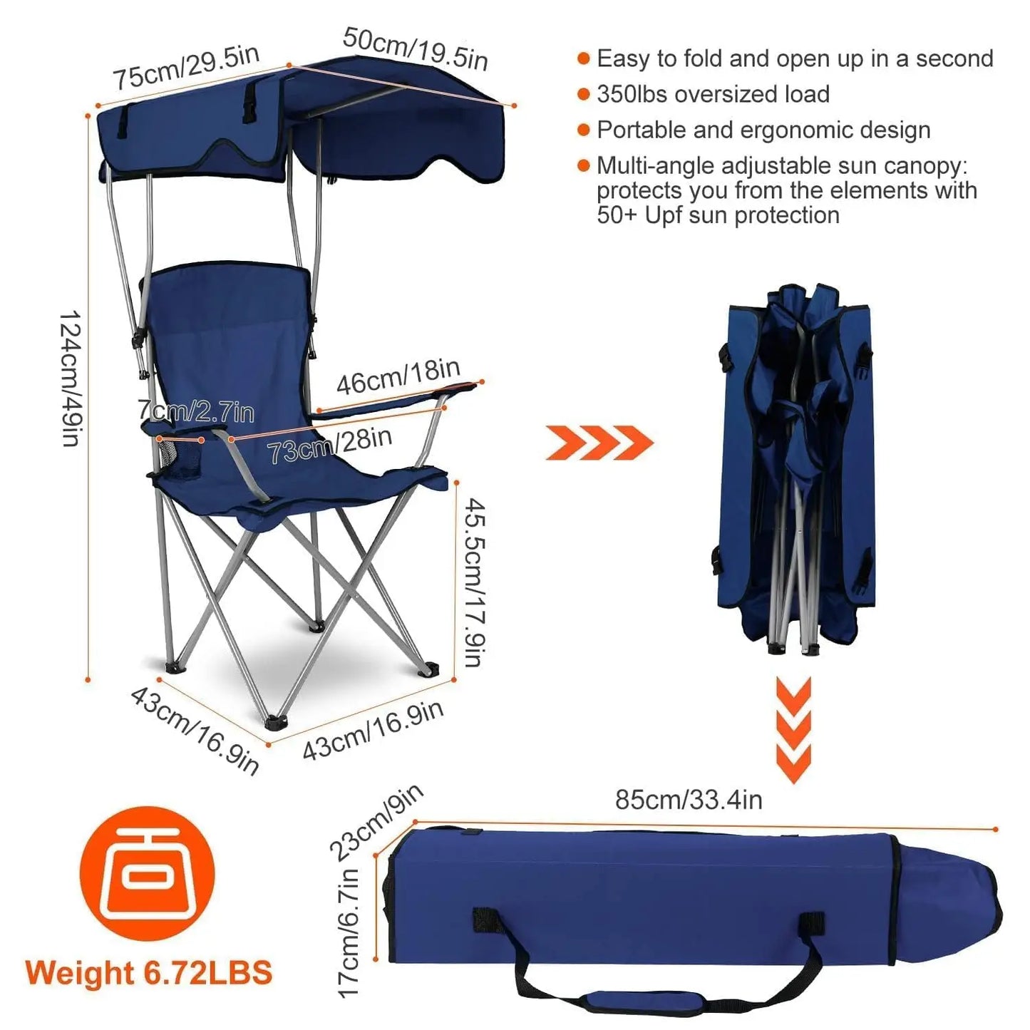 Outdoor Folding Lounge Chair with Canopy