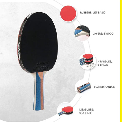 Table Tennis Paddles with 6 Ping Pong Balls