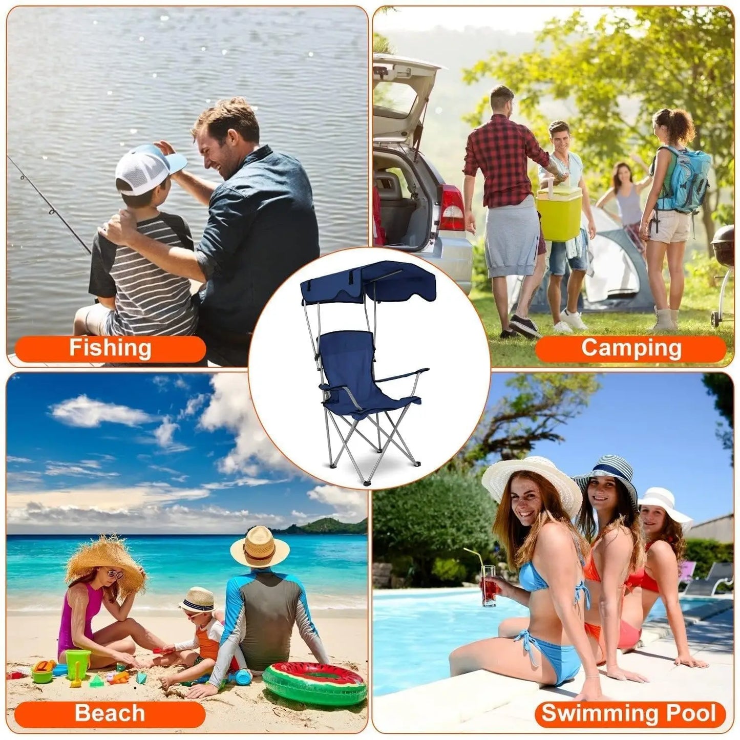Outdoor Folding Lounge Chair with Canopy